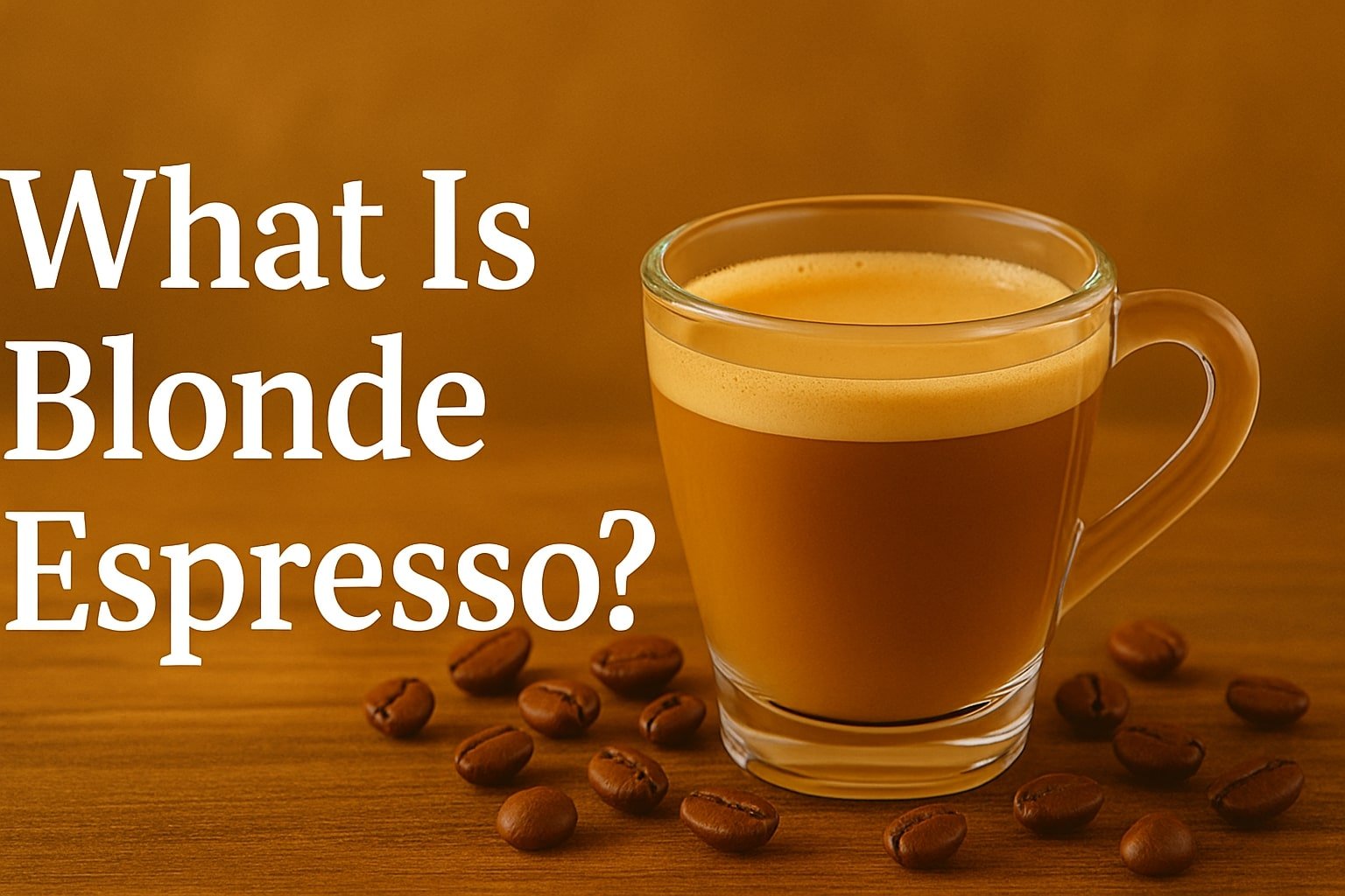 beautiful picture of blonde espresso with coffee beans